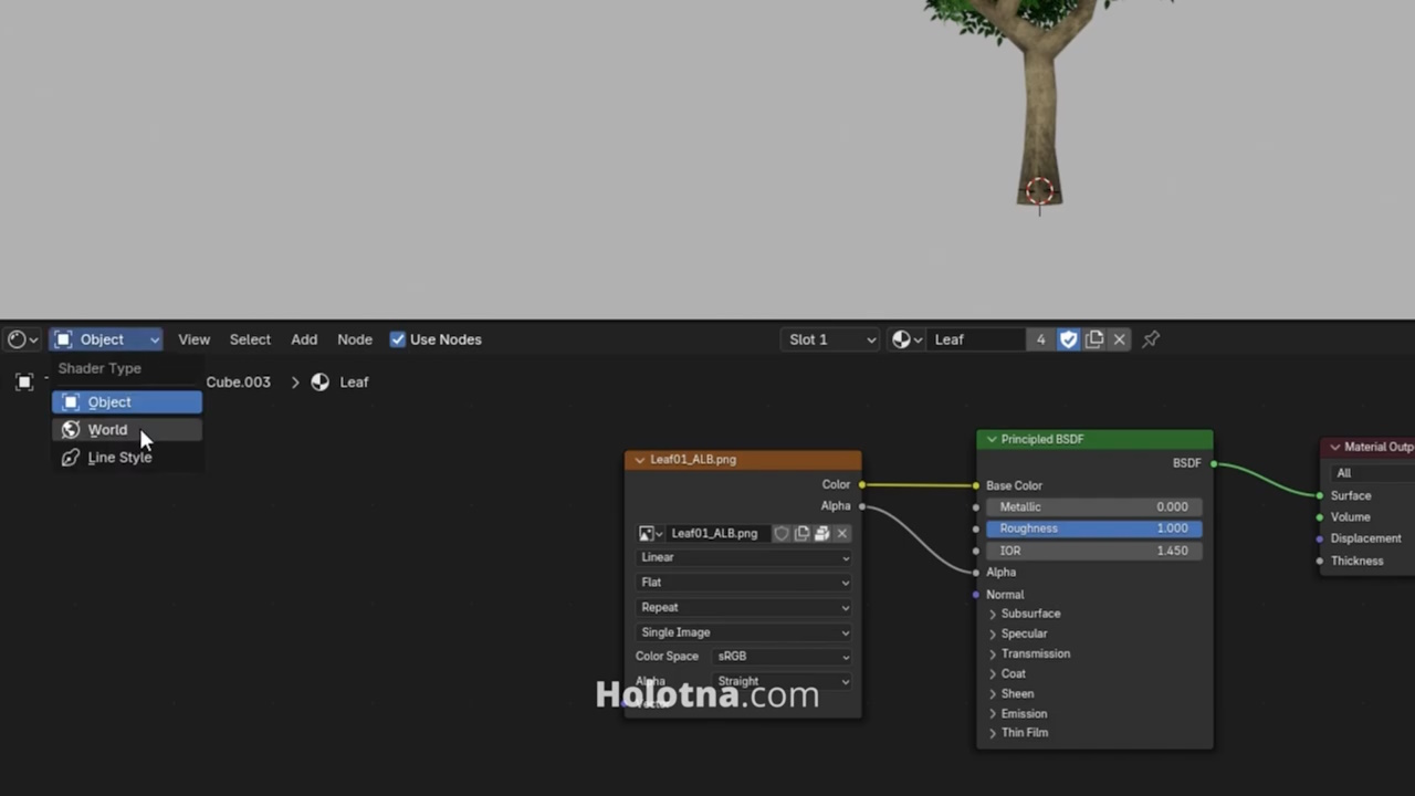 Changing the Shader Type to World