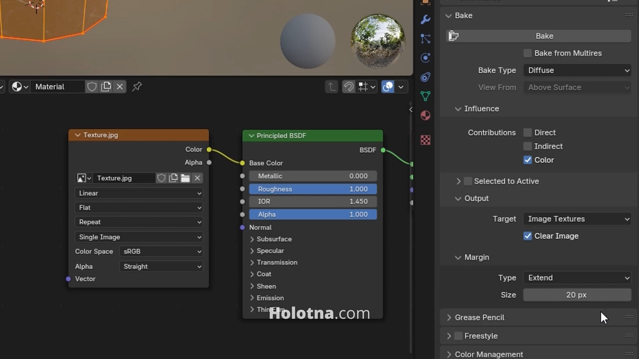 Changing the Baking Settings