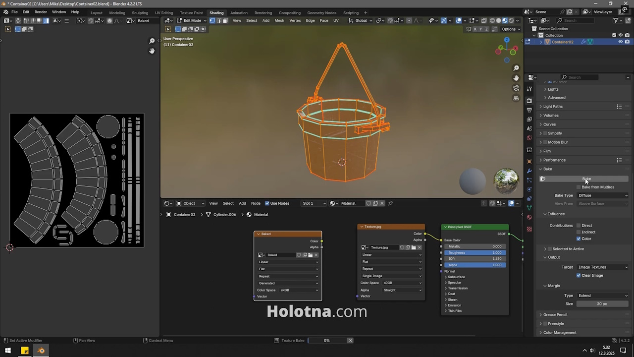 Baking the Texture into the UV Map