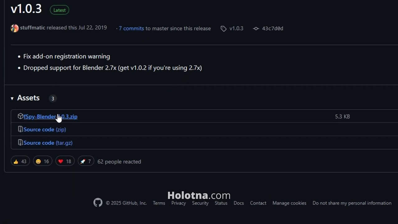 Downloading the fSpy Importer Add-On