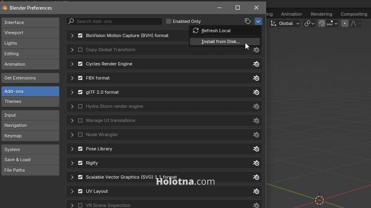 Installing the fSpy Importer Add-On