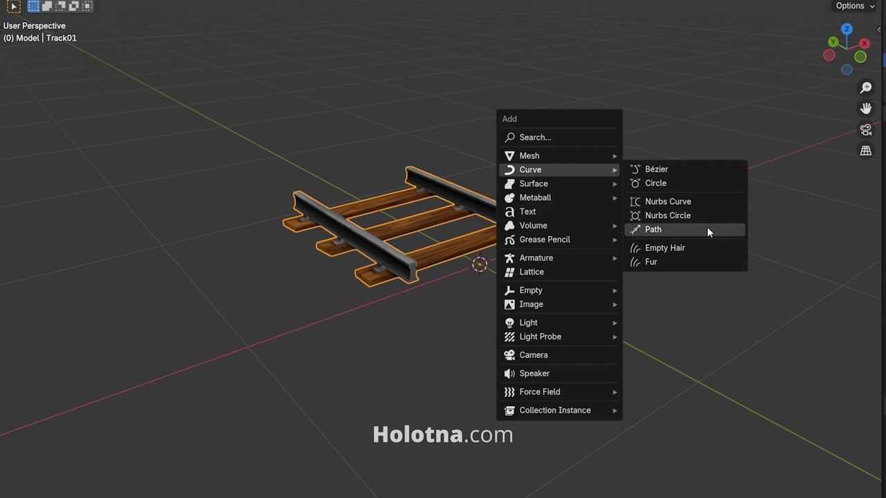 Adding a Path Curve Object