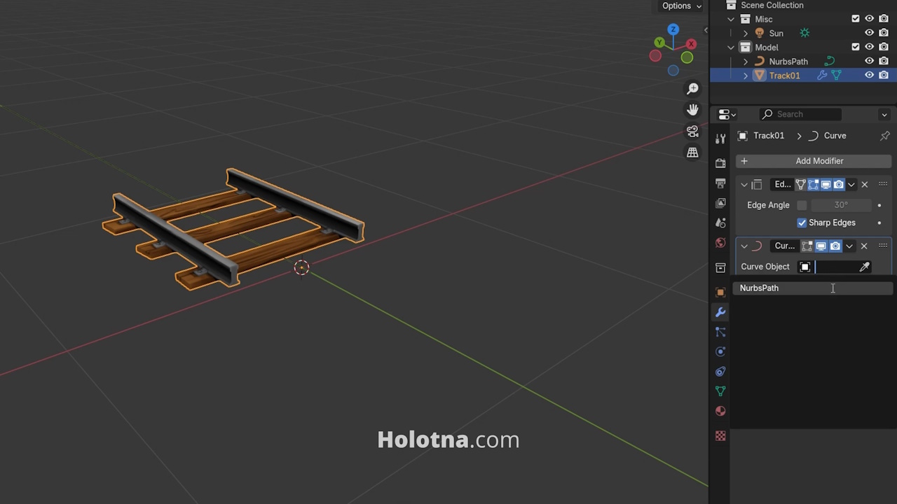 Adding the Curve Modifier to the Object