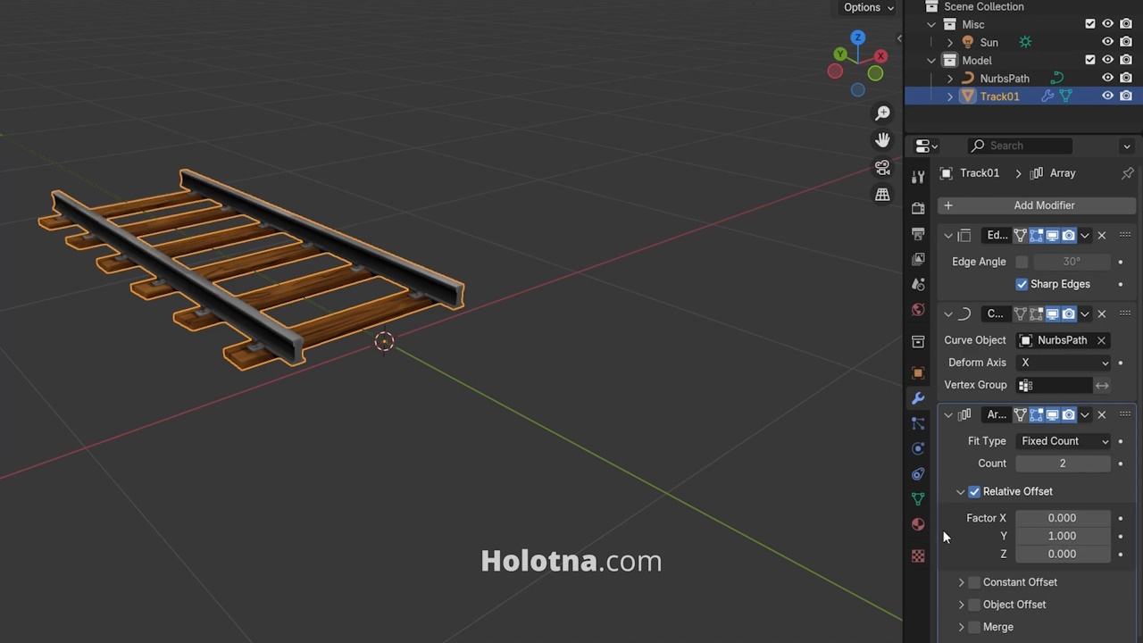 Adding the Array Modifier to the Object