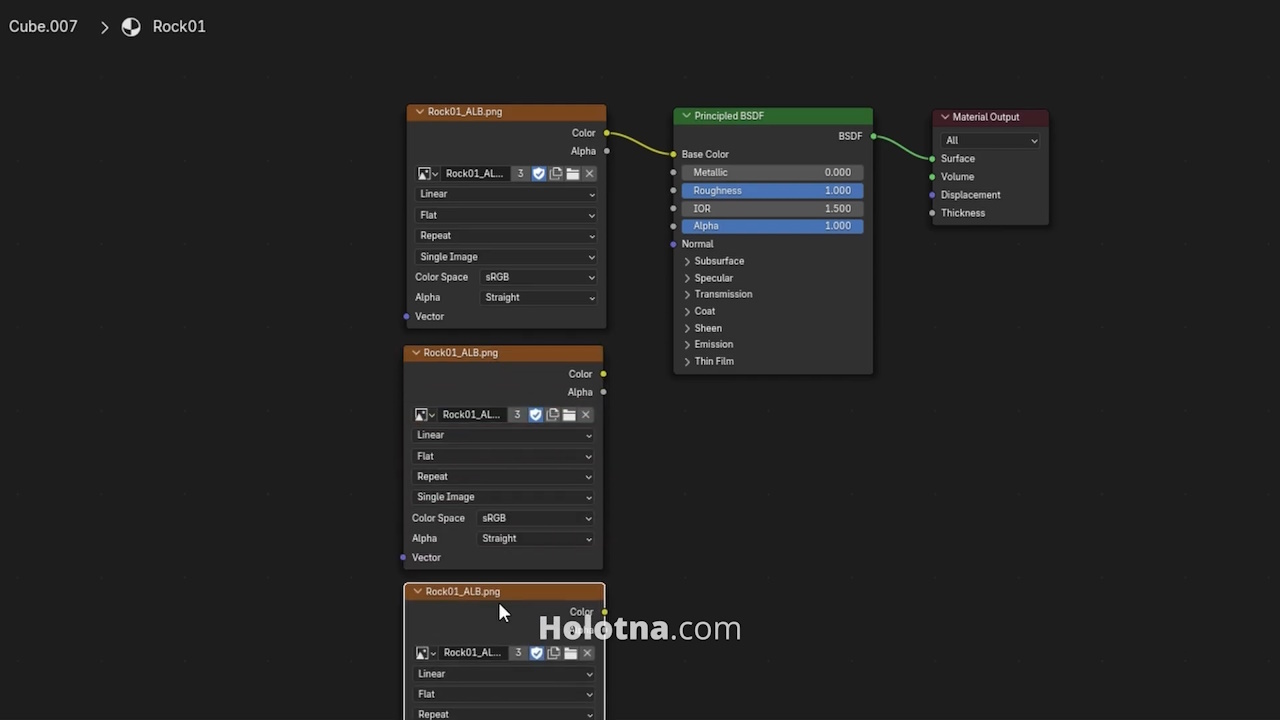 Duplicating the Image Texture Node Two Times