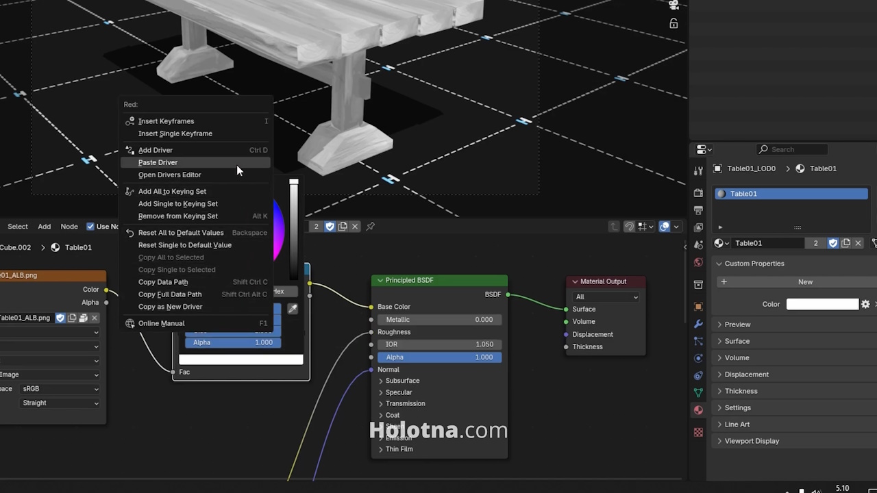 Pasting a Driver to a Color Ramp Node