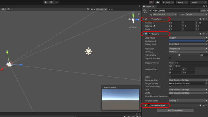Camera Object’s Components