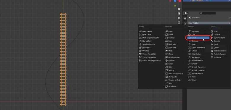 Adding the Curve Modifier to the Object