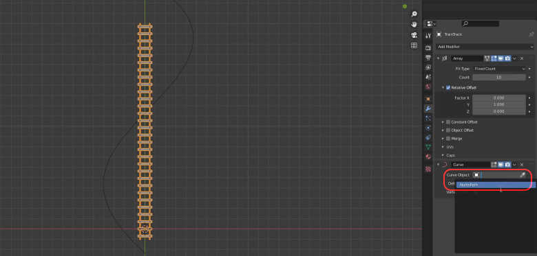 Setting the Curve Object to the Modifier